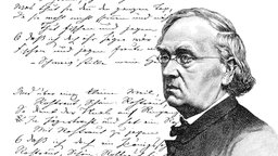 Das Beitragsbild des WDR3 "Verborgenheit – Auf der Suche nach dem Dichter Eduard Mörike" zeigt die historische Handschrift und ein Portrait von Eduard  Mörike.