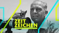 Bernhard Grzimek an der Kamera mit einem Buschbaby