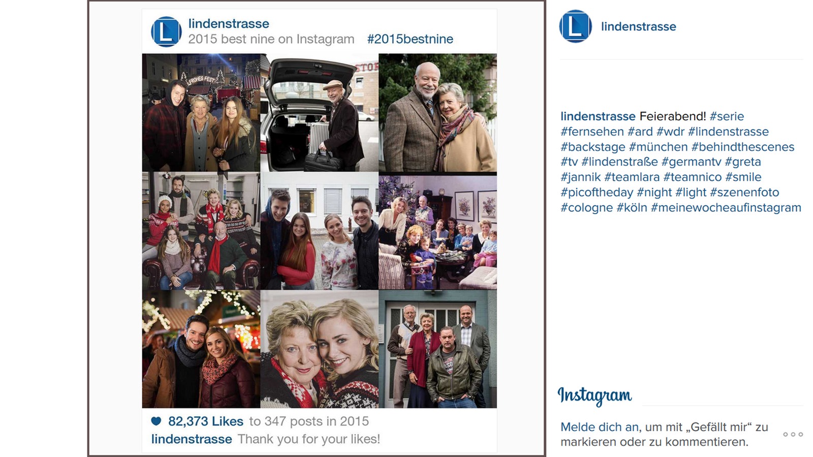 Lindenstraße bei Instagram