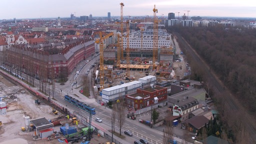 Luftaufnahme einer großen Baustelle