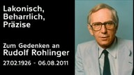 Rechts ein Portraitfoto von Rudolf Rohlinger, links ein Gedenkenspruch