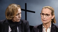 Illustration der AfD-Politikerin Beatrix von Storch (links) und Frauke Brosius-Gersdorf (rechts)