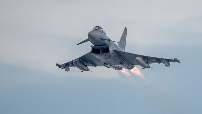 Ein Eurofighter des Taktischen Luftwaffengeschwaders 74 der deutschen Luftwaffe