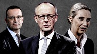 Jens Spahn (CDU), Friedrich Merz (CDU) und Alice Weidel (AfD)