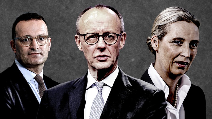 Jens Spahn (CDU), Friedrich Merz (CDU) und Alice Weidel (AfD)