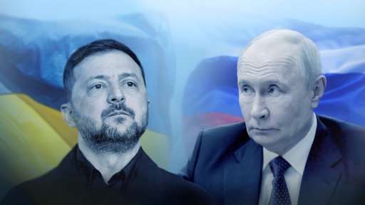 Porträts von Selenskyj und Putin