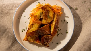 Süßer Karotten-Baguette-Auflauf