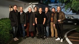 v.l.n.r.: Götz Bolten (Redakteur WDR), Klaus J. Behrendt (Max Ballauf), Dietmar Bär (Freddy Schenk), Andreas Köhler (Kamera), Trystan Pütter (Maurice Schmidt), Torsten C. Fischer (Regie), Shenja Lacher ( Philippe Wittgenstein), Jan Kruse (Produzent)