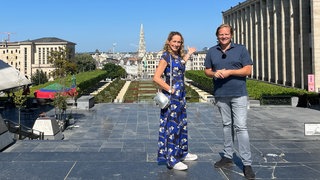 Björn Freitag und Tamina Kallert auf dem Mont des Arts in Brüssel 
