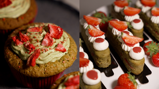 Backduell: Matcha Cupcakes gegen Matcha-Riegel mit Erdbeercurd
