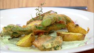 Brokkoli-Schnitzel mit Blechkartoffeln