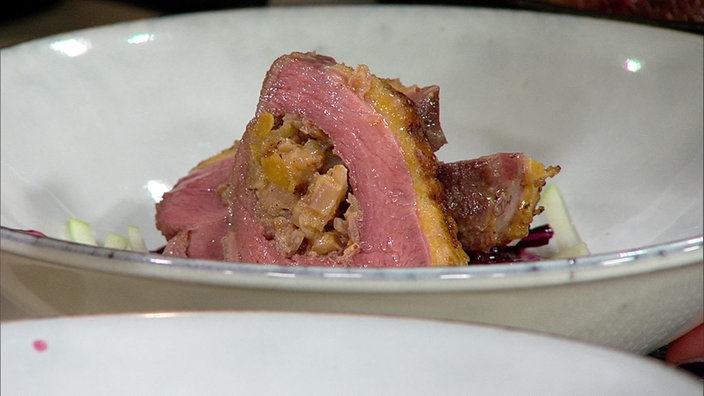 Entenbrust mit Rotkohl.