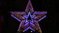 Ein festlich blau-golden leuchtender Weihnachtsstern.