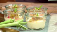 Grießflammeri mit Zitronenverbene und Rhabarberkompott