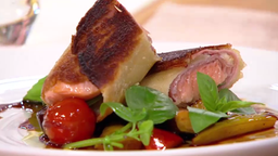 Grillgemüsesalat mit Lachsforelle
