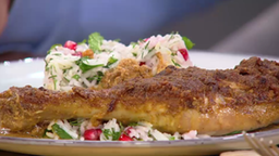 Hähnchenkeule mit Walnuss-Granatapfelsoße