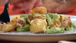 Röstkartoffelsalat mit grünen Bohnen