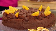 Schoko-Orangentorte mit Gewürzbiskuitboden