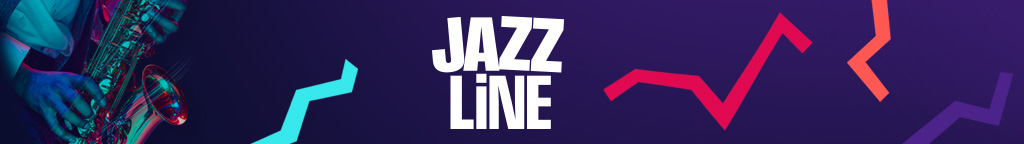 Montage: Schriftzug Jazzline und ein Musiker mit Saxophon