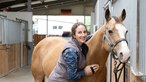 Katharina Deitmers striegelt ein Pferd