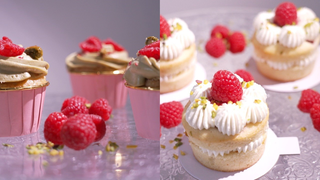 Butermilchkuchen mit Pistazien und Himbeere, Himbeer-Pistazien-Cupcake