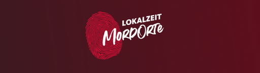 Logo des YouTube-Kanals "MordOrte" der Lokalzeit: Ein roter Hintergrund mit weißer Schrift, dahinter ein Fingerabdruck in roter Farbe.