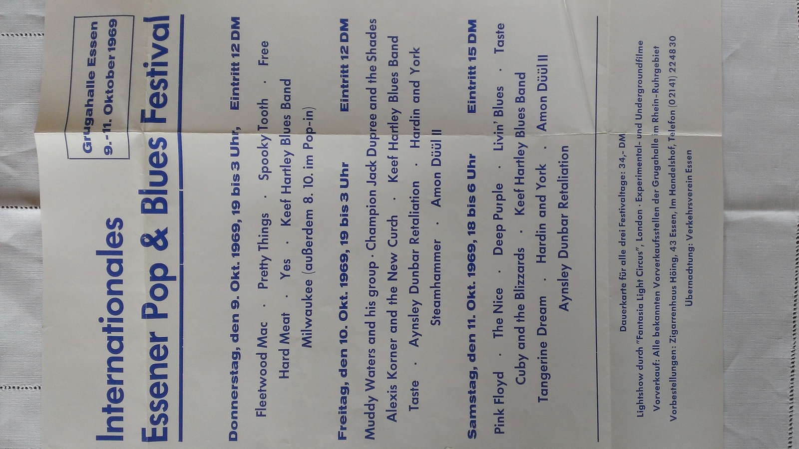 Flyer 1. Internationales Essener Pop & Blues Festival 1969
