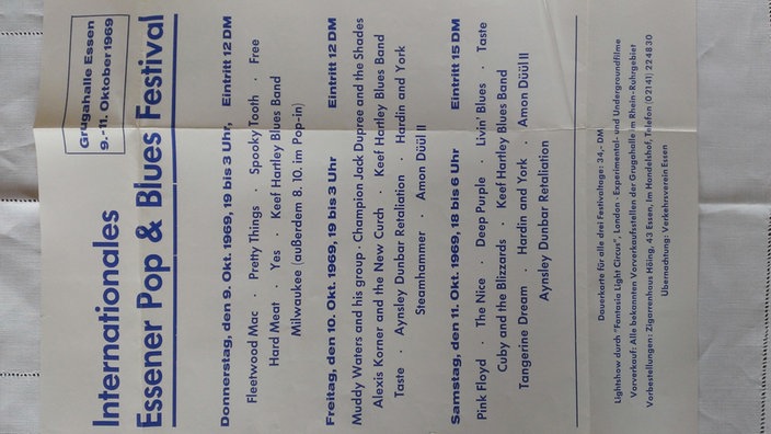 Flyer 1. Internationales Essener Pop & Blues Festival 1969