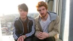 Band members Roman Rappak and Adam Ainger beyond stage, just two nice looking guys.