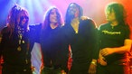 Die Band The I.M.F's auf der Bühne nebeneinander