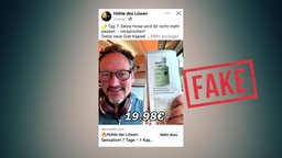 Eckhart von Hirschauen wirbt vermeintlich für Diat-Kapsel. Die Werbung ist als "Fake" gekennzeichnet.