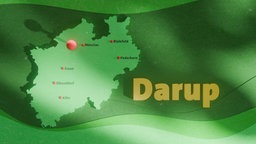 Das Bild zeigt eine Karte von NRW. Darauf wird das Dorf Darup lokalisiert.
