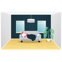 Eine männlich gelesene Person liegt in einem minimalistisch eingerichteten Zimmer zugedeckt auf einem Sofa und liest.