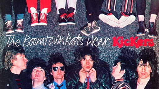 Schuhwerbung mit der Band Boomtown Rats