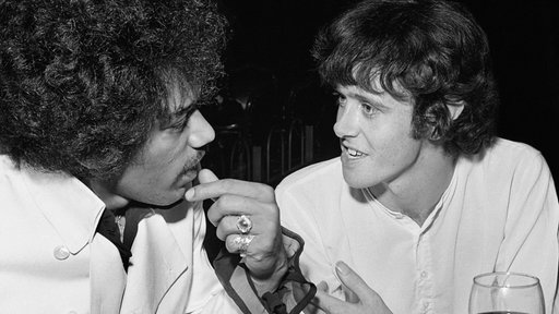 Sänger Donovan mit Jimi Hendrix, 1968