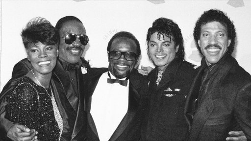 Dionne Warwick, Quincy Jones, Michael Jackson und Lionel Richie