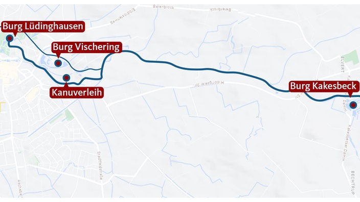 Karte der Kanutour durch Lüdinghausen