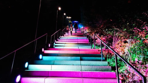  Beleuchtete Treppen im Sauerlandpark zur Nacht beim Herbstlichtgarten-Fest