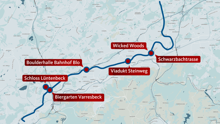 Eine Karte der Nordbahntrasse