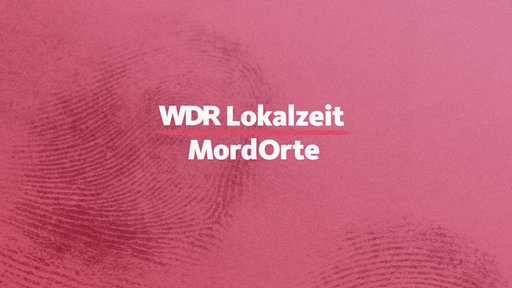 Ein Logo mit dem Schriftzug Lokalzeit MordOrte mit einem roten Fingerabdruck im Hintergrund