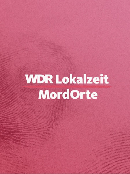 Ein Logo mit dem Schriftzug Lokalzeit MordOrte mit einem roten Fingerabdruck im Hintergrund