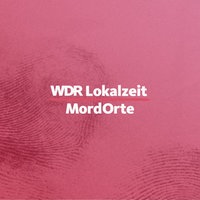 Ein Logo mit dem Schriftzug Lokalzeit MordOrte mit einem roten Fingerabdruck im Hintergrund