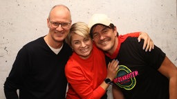 Matze Knop (v.r.) und die WDR 2 Moderatoren Sabine Heinrich und Thomas Bug