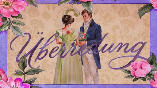 Illustration: Zwei Menschen, darüber der Schriftzug "Überredung".