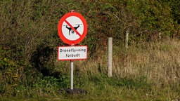 Drohnenflugverbotsschild in Dänemark