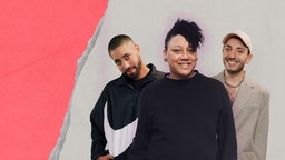 Die beiden Moderatoren mit ihrer Gästin Sévérine Kpoti
