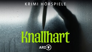 Eine Mordszene hinter einer Tür, darüber der Schriftzug "Knallhart".