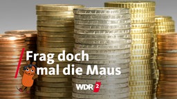 Stapel mit verschiedenen Euromünzen