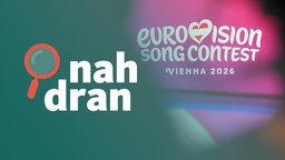 Das Logo des ESC in Wien. Links das Logo von nah dran.