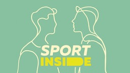 Text Sport inside auf blauem Hintergrund